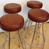 Pair of hockers, bar chairs 70s