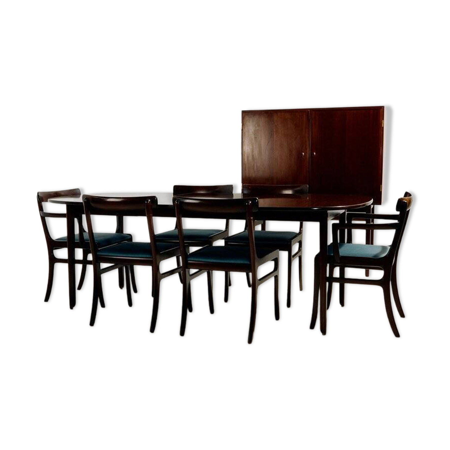 Ensemble de salle à manger Rungstedlund en acajou par Ole Wanscher pour Poul Jeppesen Møbelfabrik, années 1960, ensemble de 8.
