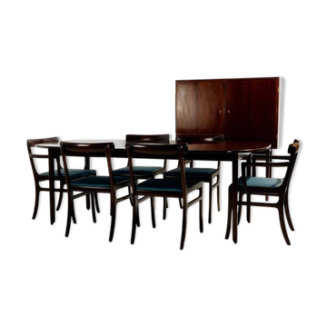 Rungstedlund Mahogany Dining Set by Ole Wanscher for Poul Jeppesen Møbelfabrik, 1960s, Set of 8