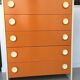Commode orange 5 tiroirs design pop - 1970