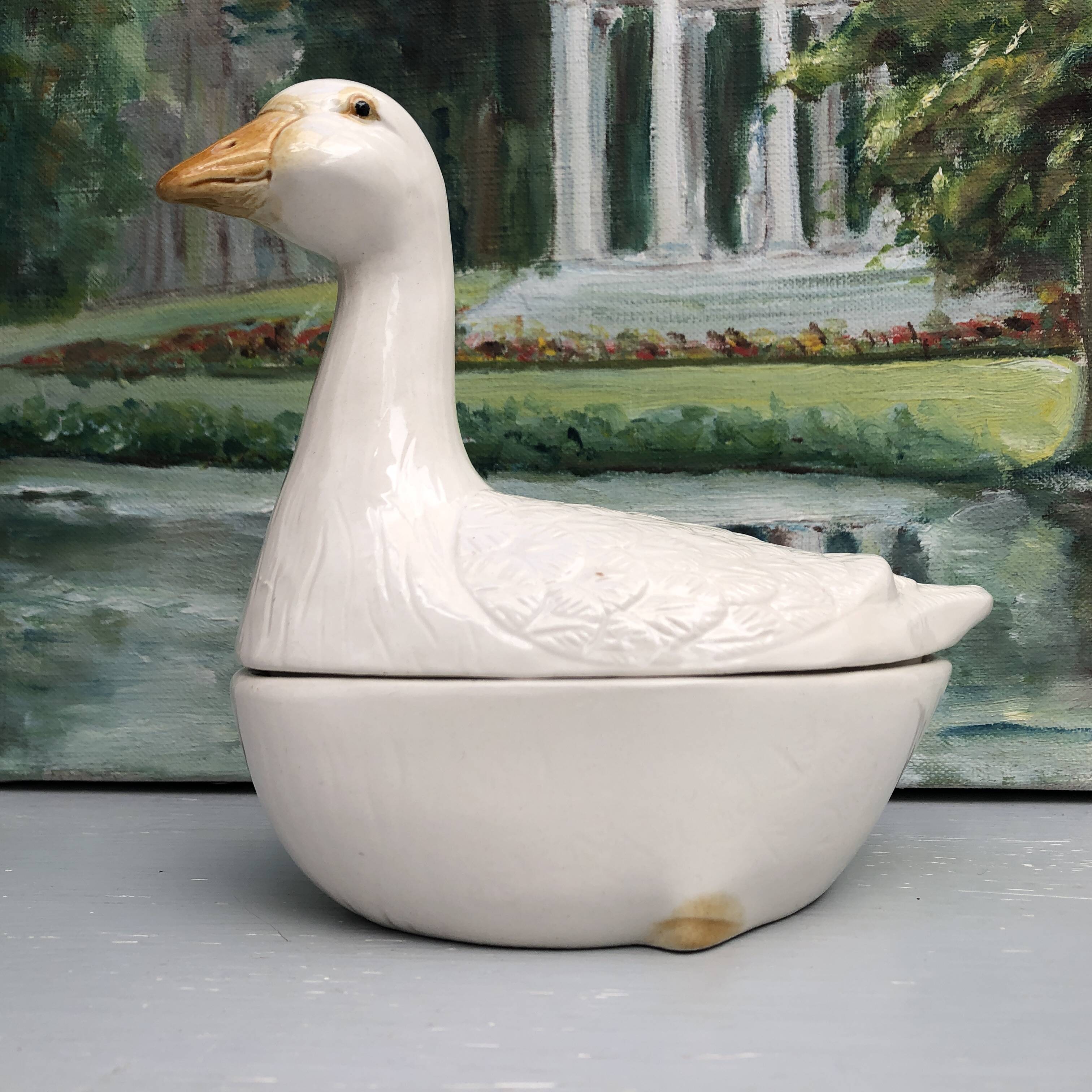 Vintage Earthenware Terrine Michel Caugant Goose France