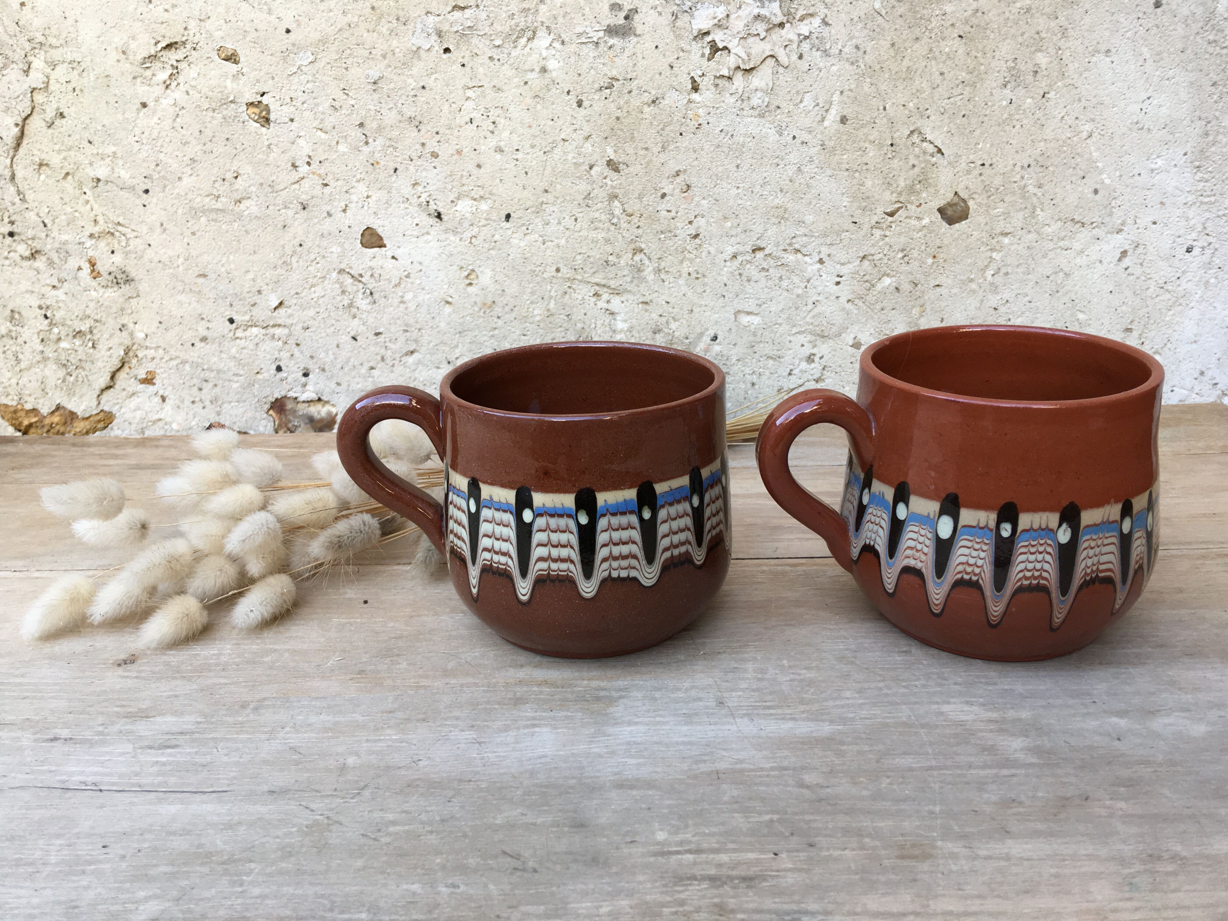 Paire de mugs en céramique marbrée