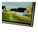 Original Swedish oil on canvas from the mid-century "Houses" - Vintage and framed