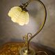 Bronze and brass lamp, opaline shade, 1950.