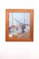 Original Swedish oil on panel – “Moored Boats” by Olle Anderson – vintage & framed – 44 × 51 cm