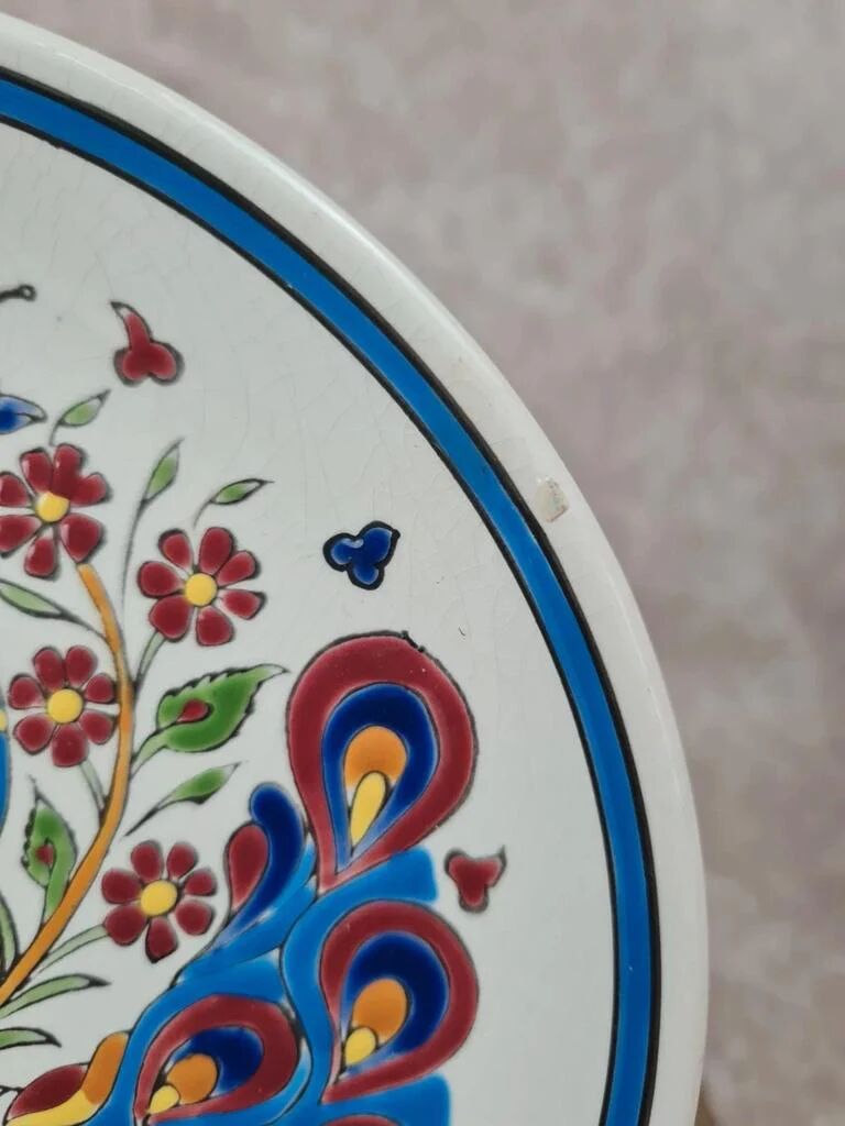 Hand-painted Greek artisan wall plate P.R. Keramik