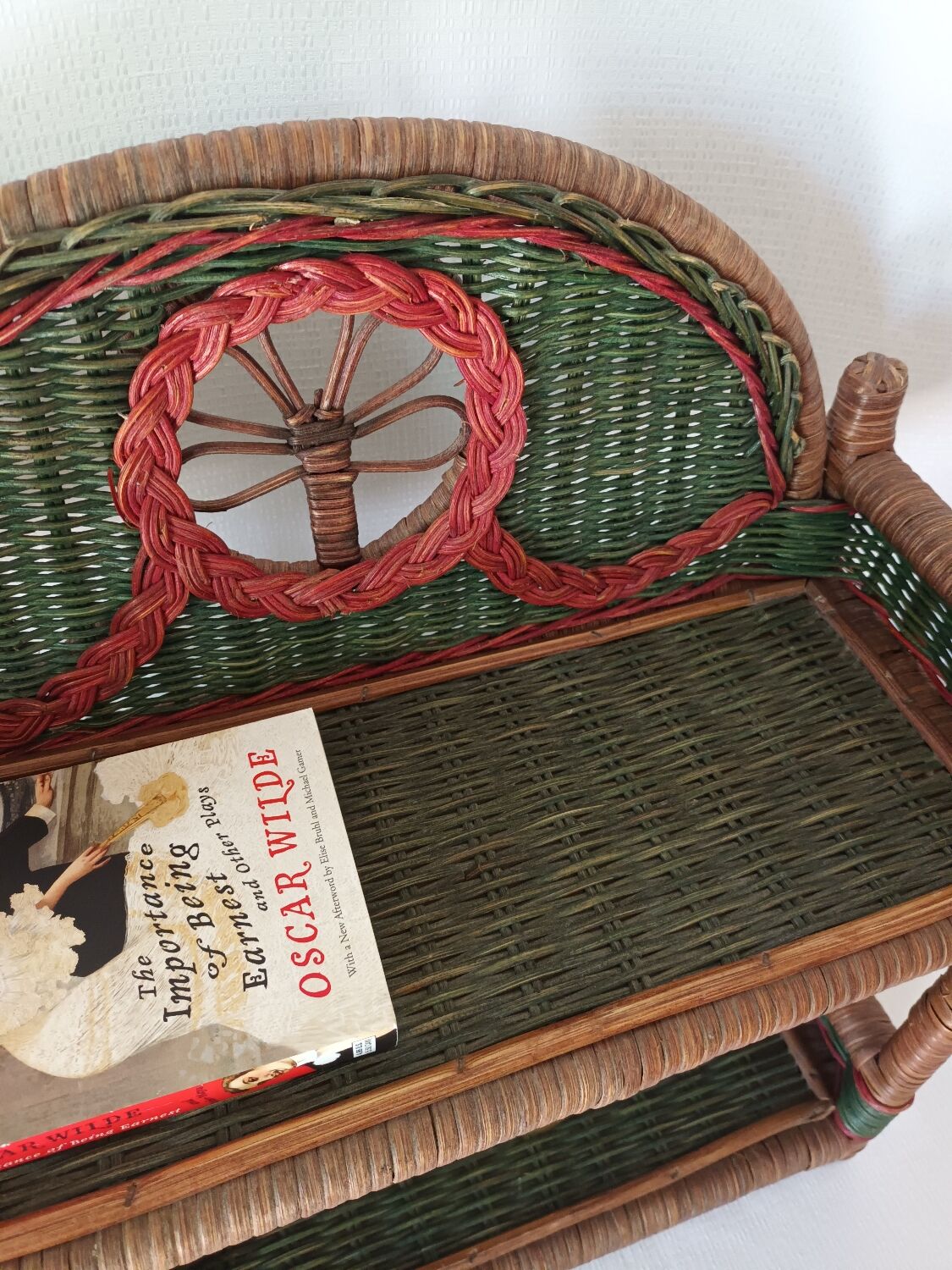 Vintage wicker wall shelf