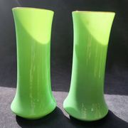 Pair of 19th century green opaline vases
