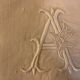 Vintage linen sheet 2 people monogrammed "AH"