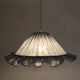 Suspension Emilia, pleated lampshade with frills, blue stripes.