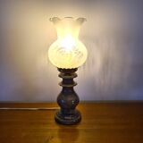 Pegasam SL Spain lamp – alabaster base and vintage engraved glass