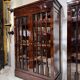 Pair of Empire period mahogany bookcases with flame pattern from the 19th century.