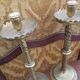 Pair of antique candle holders 19th brass 39 cm