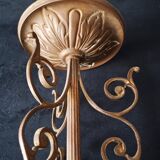 Art Deco Metal Pendant Lamp with Frosted Glass Globe
