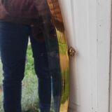 Grand miroir biseauté ancien laiton