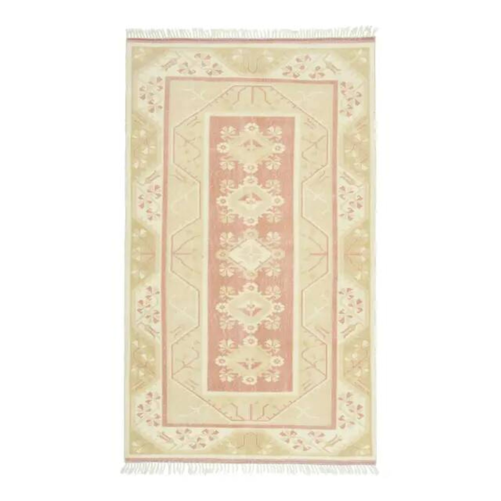 1970s Vintage Turkish Oushak Handmade Wool Cotton Beige Area Rug 153x260