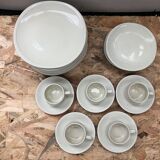Old service pullivuyt 14 plates and 5 cups vintage white ceramic