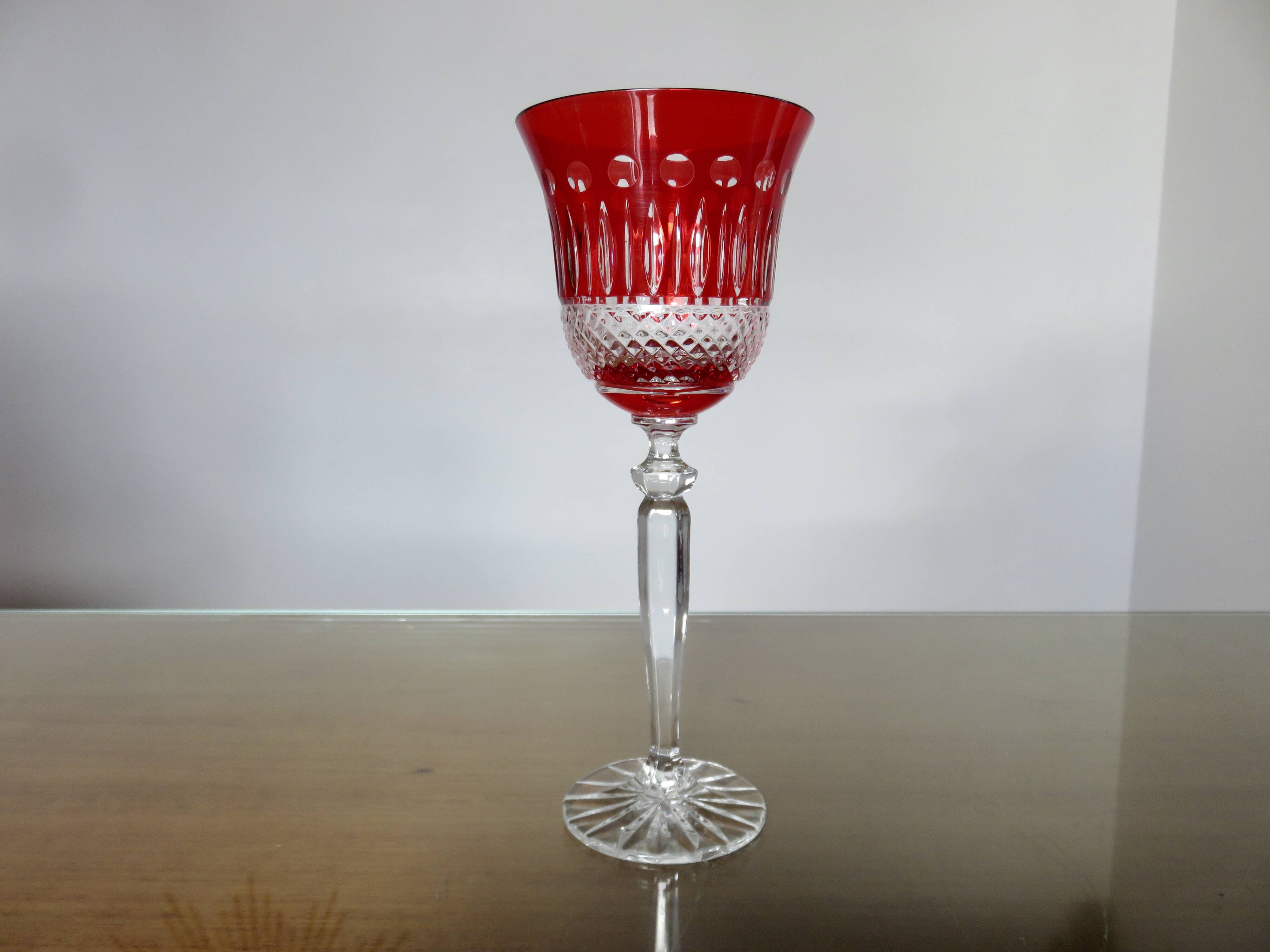 Set of 4 colored crystal wine glasses