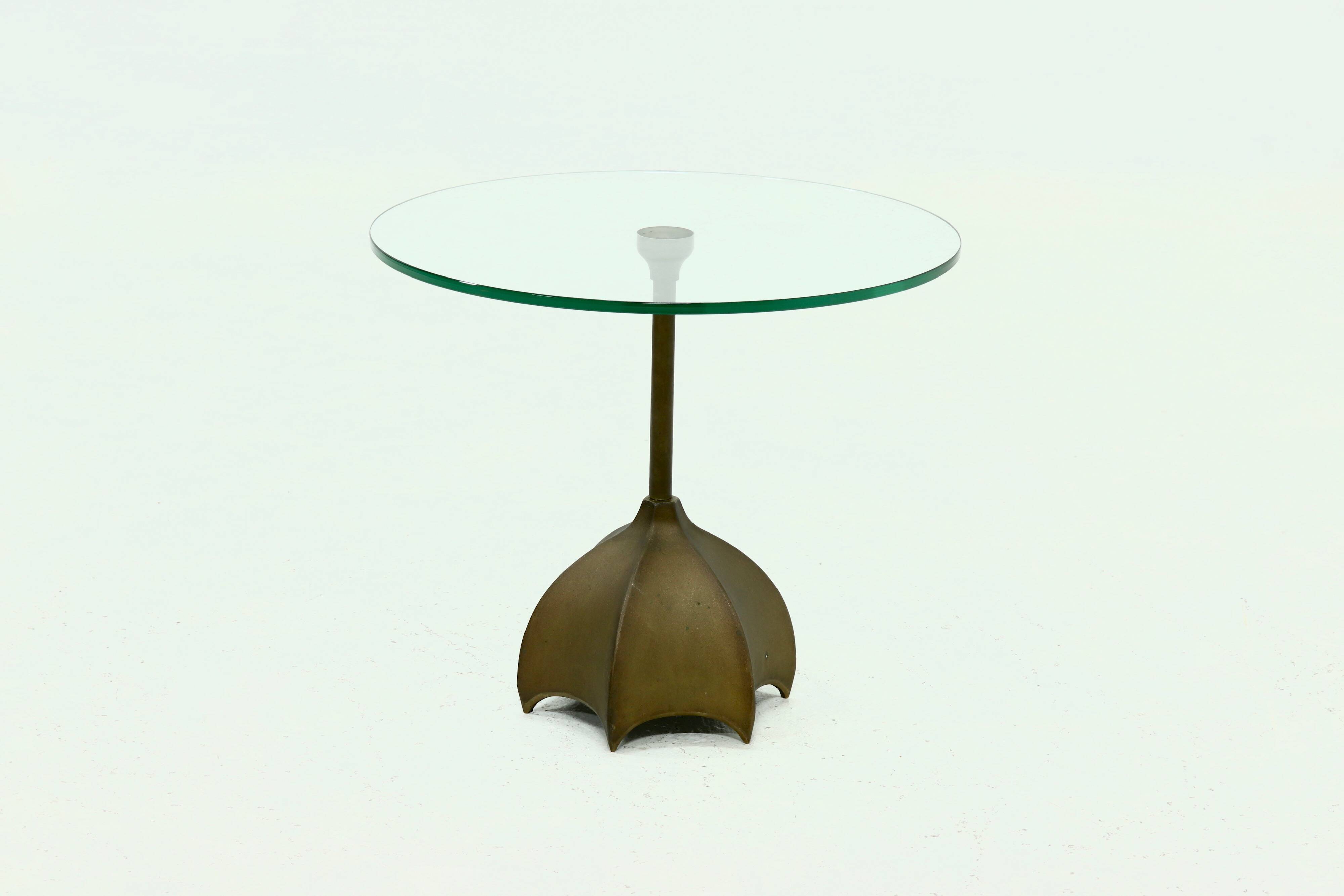 Bronze and Glass Side Table by Jan Des Bouvries for Quasar Holland 1990s