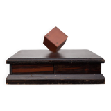 Wooden box with compartments, jewelry box, game box, rotating die, storage, vintage box