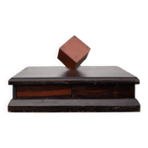 Wooden box with compartments, jewelry box, game box, rotating die, storage, vintage box