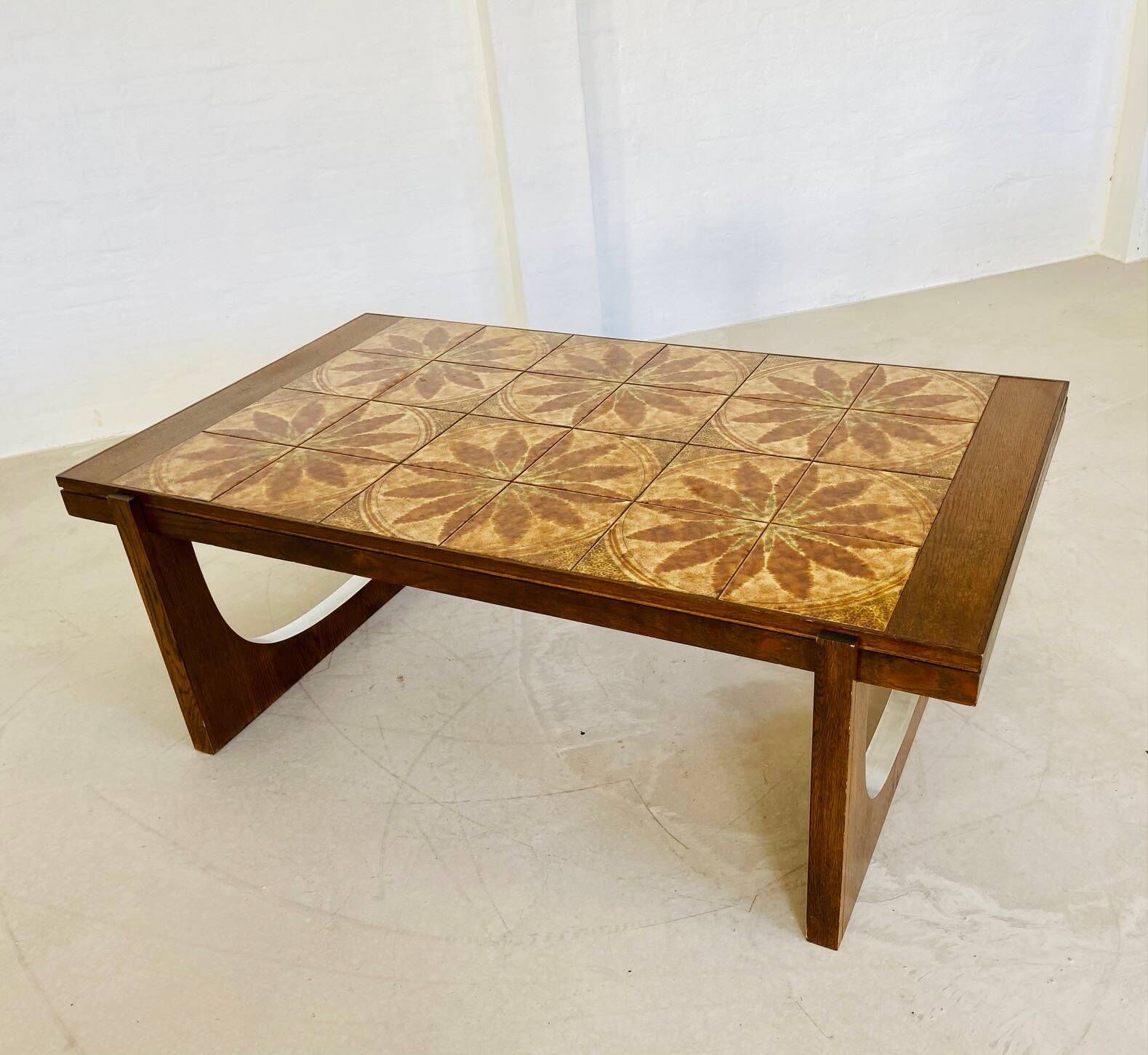 VINTAGE DANISH MID CENTURY TEAK  & CERAMIC COFFEE TABLE  1960s