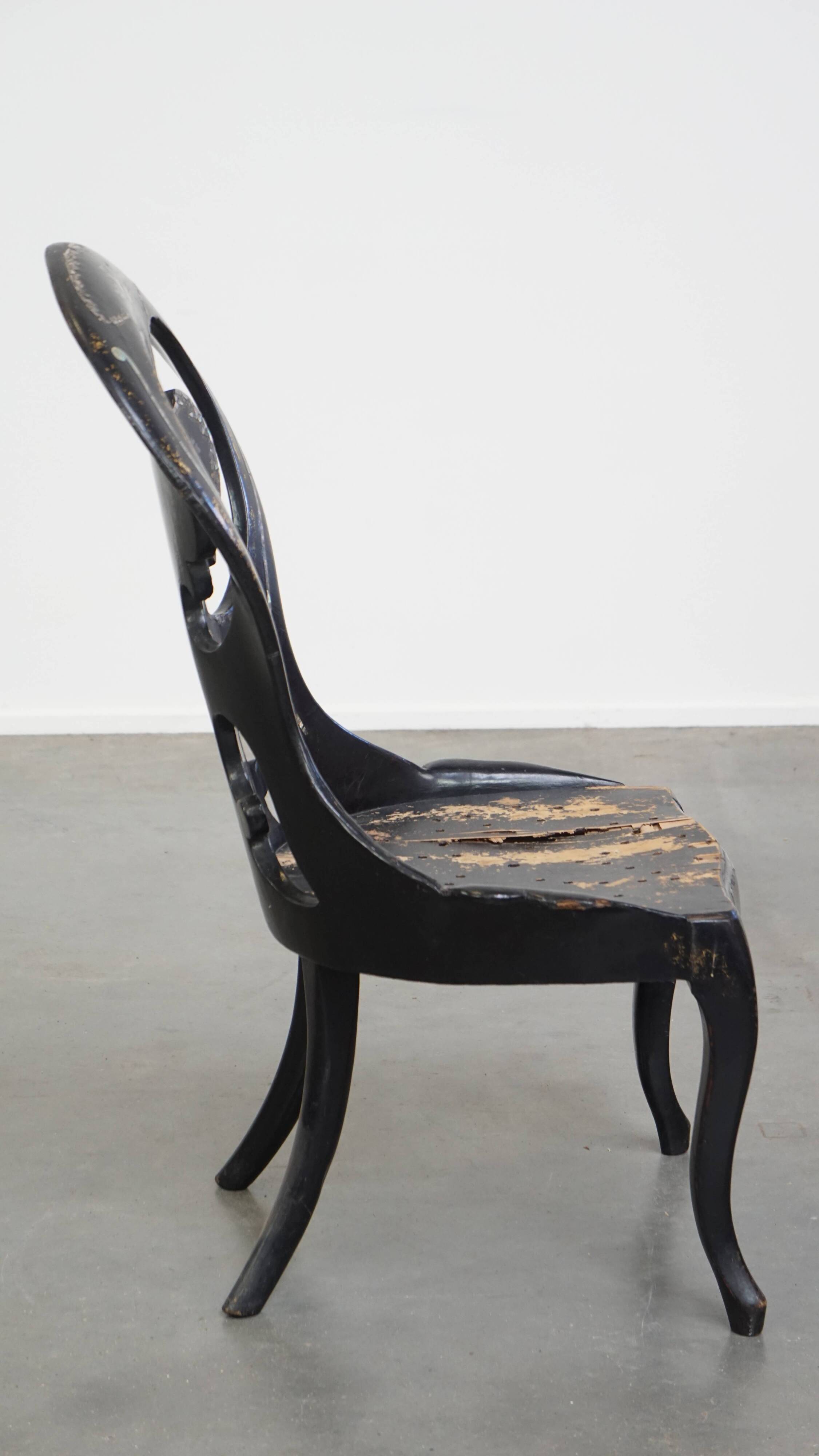 19th-Century English Chinoiserie Mother of Pearl Decorative Chair