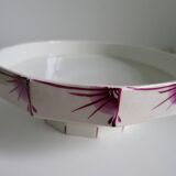 Compotier–Vintage serving plate-Cake dish–Dark pink red art deco patterns - octagonal shape