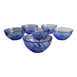 Set of 6 vintage blue bowls by Duralex