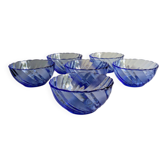 Set de 6 bols vintages bleus par Duralex