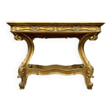 Louis XV Baroque console in gilded wood and lacquered wood circa 1900
