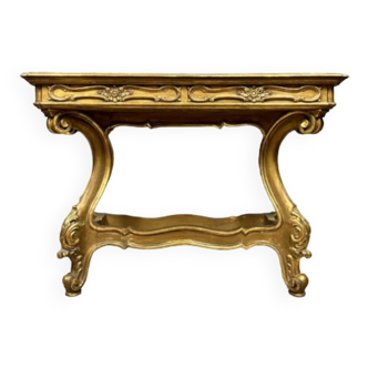 Louis XV Baroque console in gilded wood and lacquered wood circa 1900