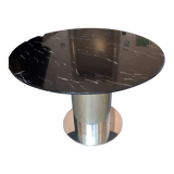 Round designer table in marble and metal