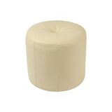 Pouf rond bois skai crème couleur blanc cassé 38cm