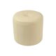 Vintage round wooden pouf skai cream color off white 38cm