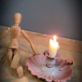 Candle holder enamelled pink cellar rat