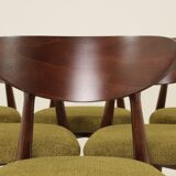 Ensemble de 6 chaises de salle à manger, revêtement vert herbe noyer foncé