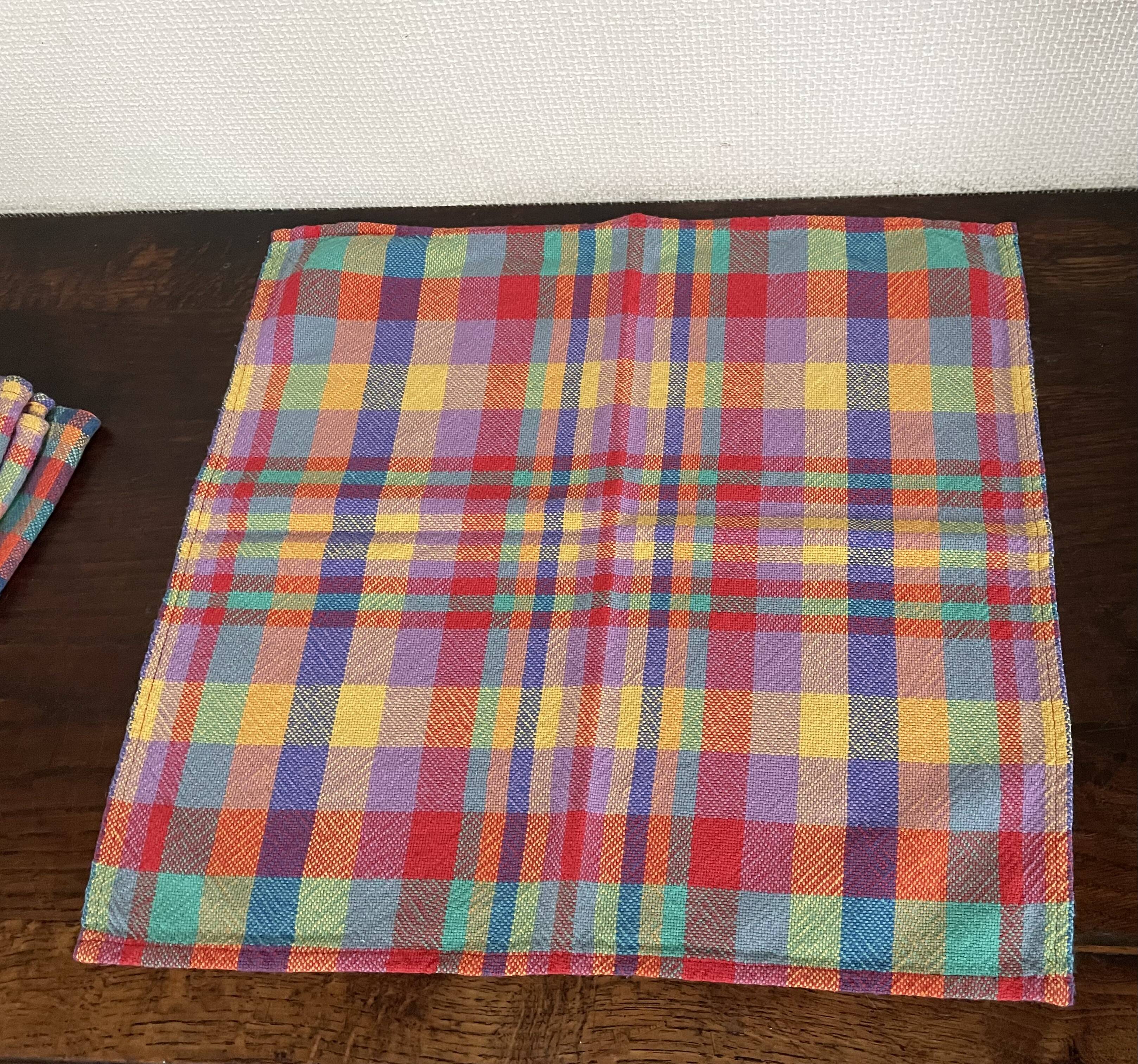 Set of 8 madras cotton napkins