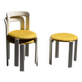 Ensemble de deux chaises et un tabouret par Bruno Rey, Dietiker, circa 1975