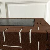 Perforated sheet metal and wood console