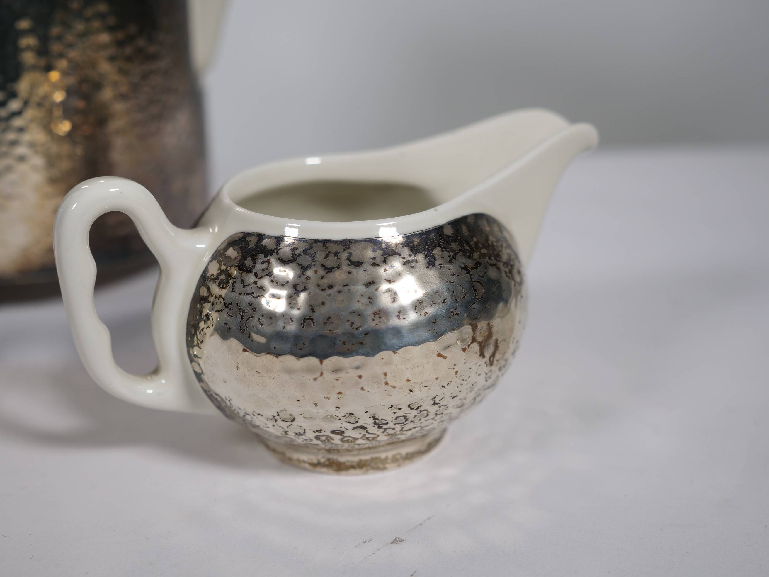 Art Deco Tea Set by Hutschenreuther with WMF Silver Plating, 1930s