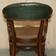 Chaise de capitaine victorienne en acajou et cuir