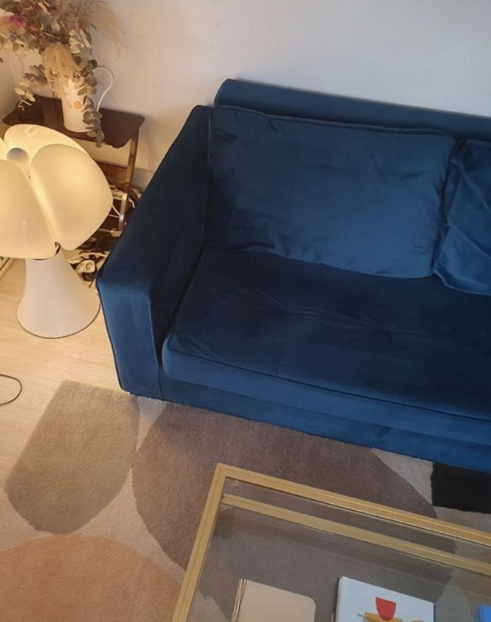 Canapé convertible velours bleu octave camif