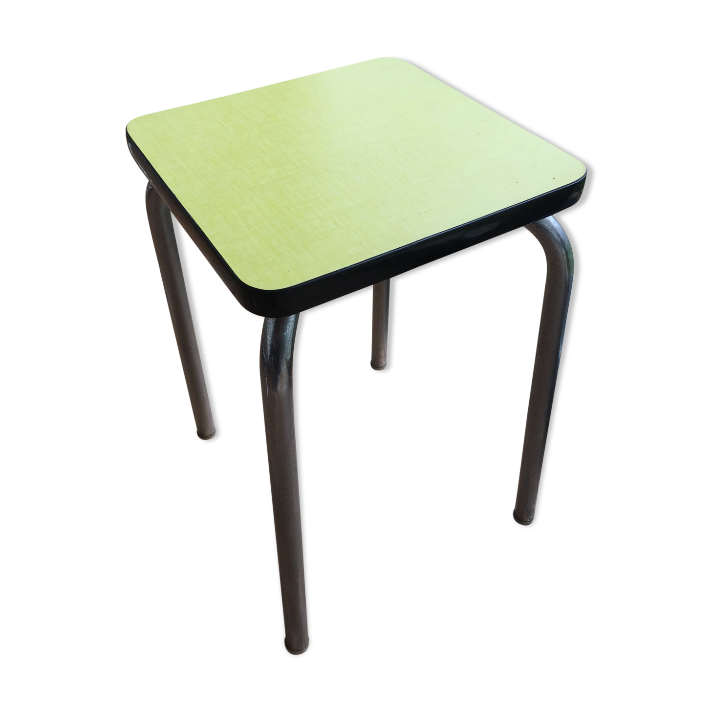 Canary bright yellow formica tabouret