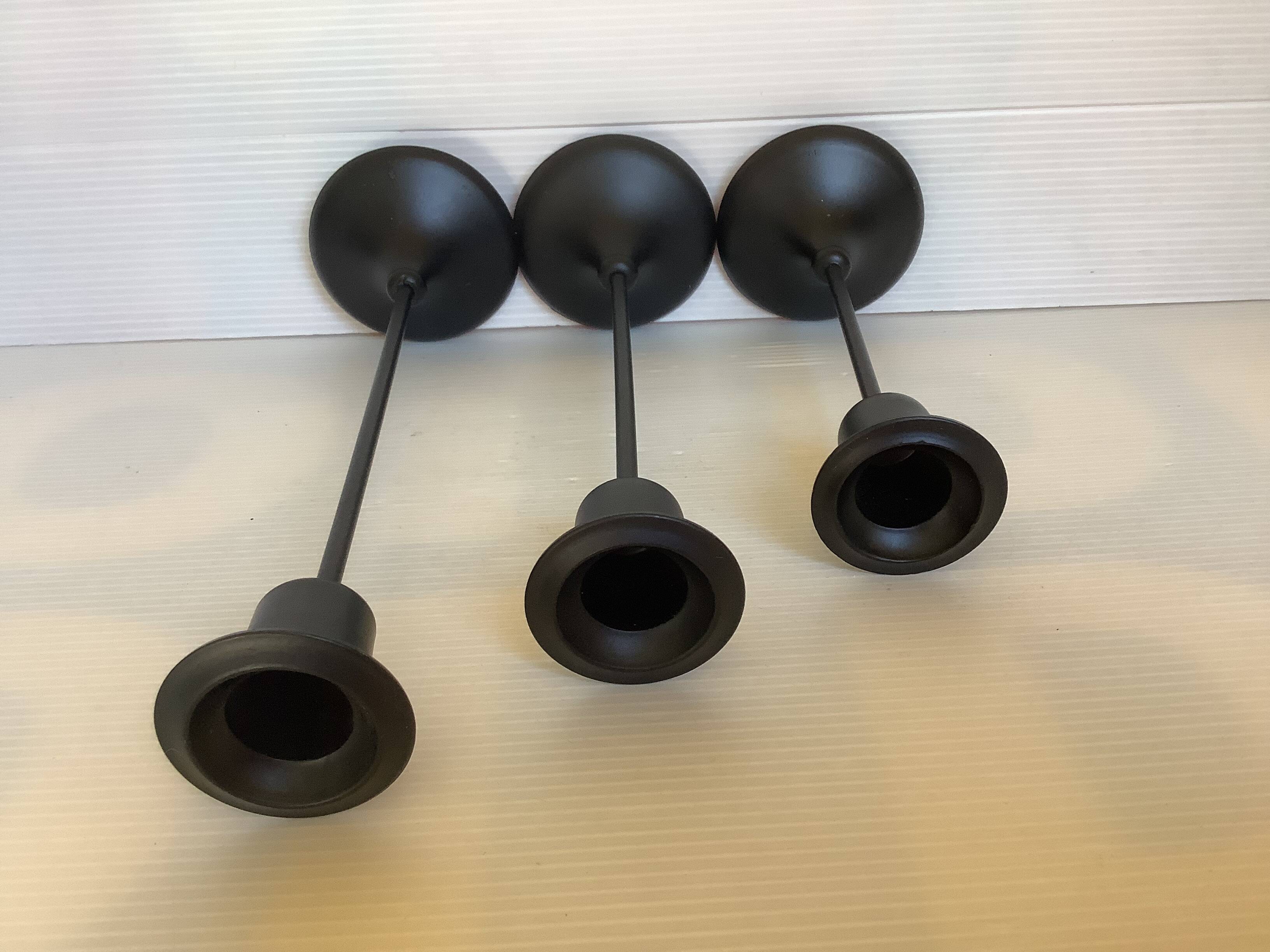 Trio of Scandinavian tulip-foot candlesticks