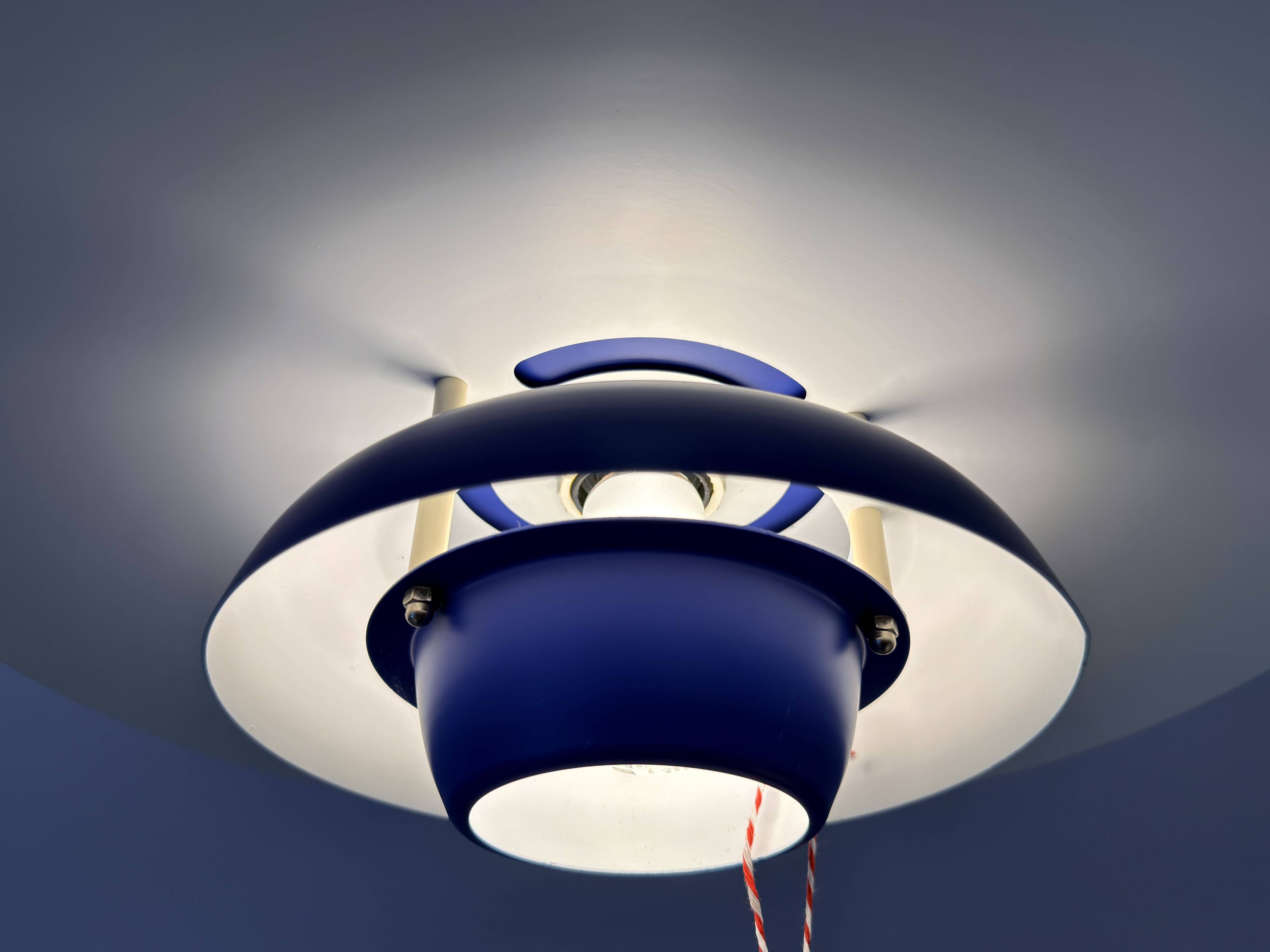 Suspension danoise El-Light bleu cobalt, années 1970