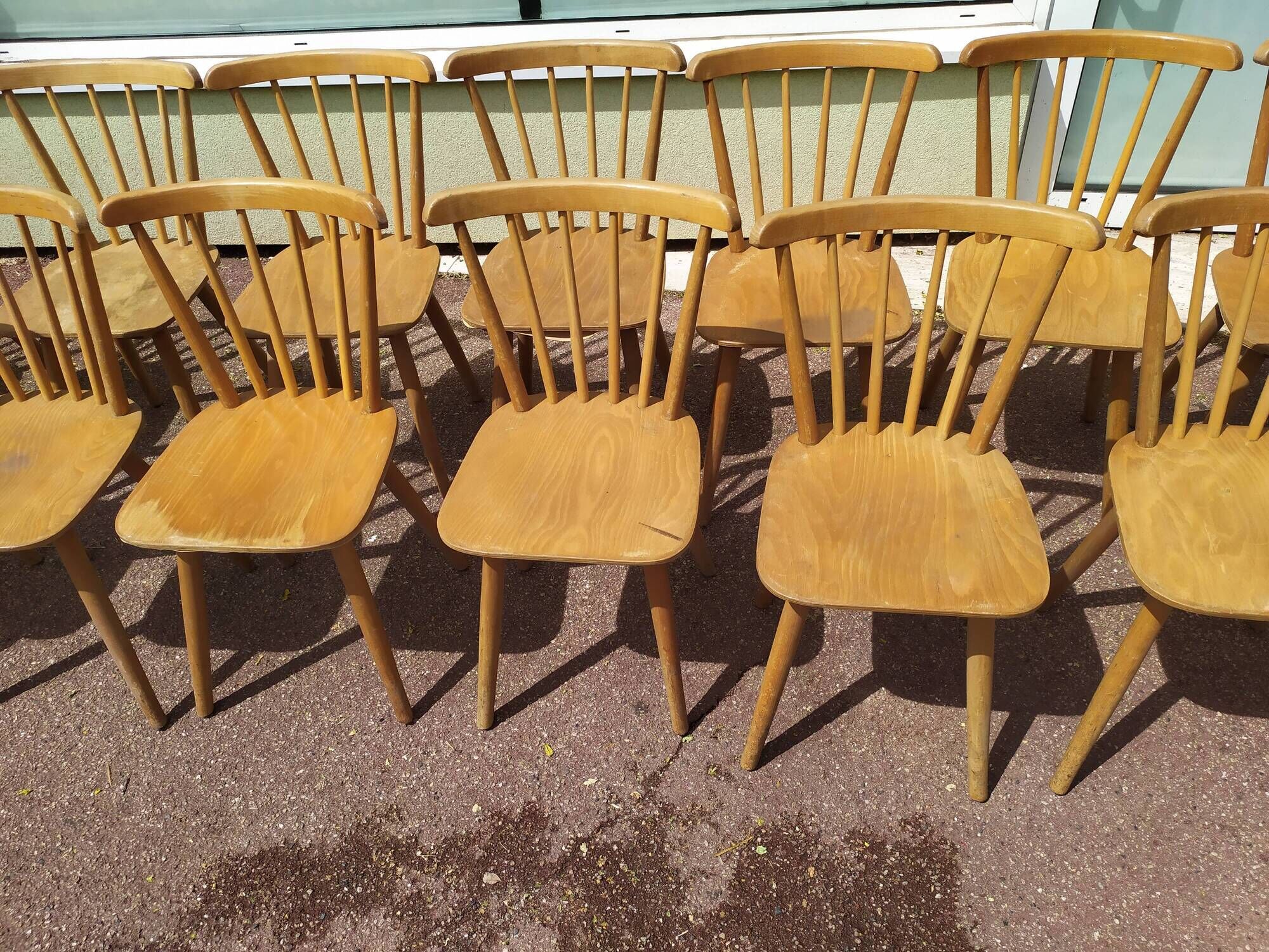 Set of 18 wooden bistro chairs - vintage - year 50 - 60