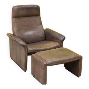 Fauteuil vintage en cuir - marron