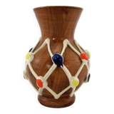Small brown ceramic vase - Harlequin decor - Fratelli Fanciullacci Italy - vintage 50s