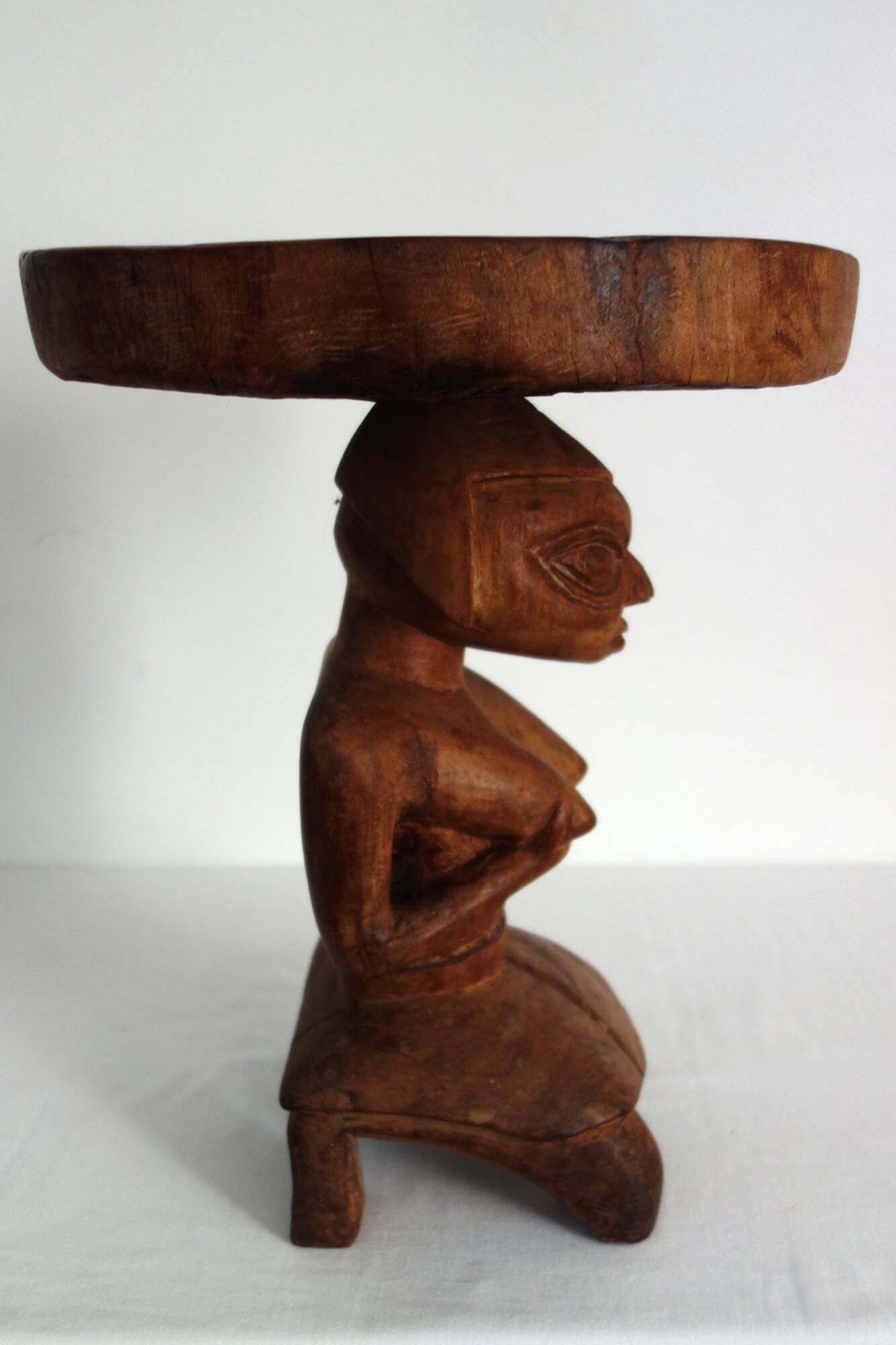 Vintage Luba carved wooden stool